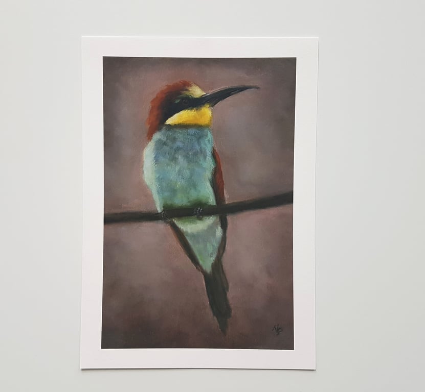Bee-eater Art Print, Colorful Bird Oil Painting Wall Art Print