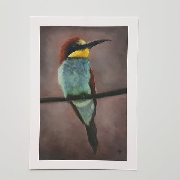 Bee-eater Art Print, Colorful Bird Oil Painting Wall Art Print