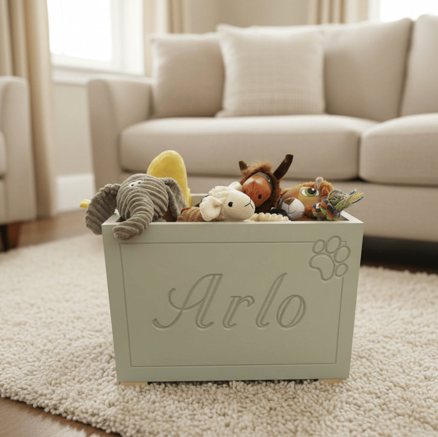 Personalised Wood Dog Toy Box