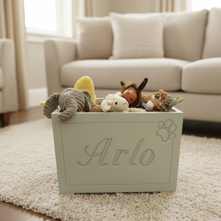 Personalised Wood Dog Toy Box