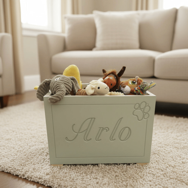 Personalised Wood Dog Toy Box