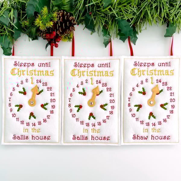 Christmas Countdown Clock Hanging Decoration Personalised