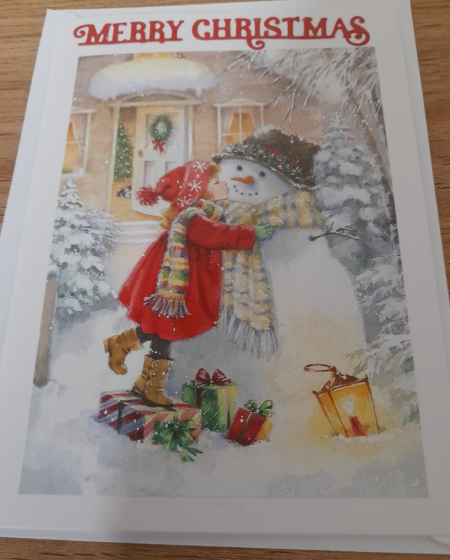 CUTE CHRISTMAS SCENE HANDMADE CHRISTMAS CARD.