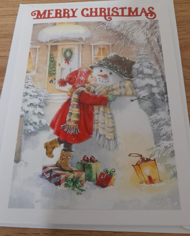 CUTE CHRISTMAS SCENE HANDMADE CHRISTMAS CARD.