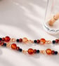 Red Orange Carnelian, Hematite & Black Spinel Bracelet in a Bottle