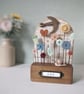 Wild Flower Garden with Bird and Snail in Wood and Clay
