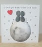 Pebble Art Anniversary Card: Moon & Back Handmade Love Card