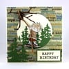 Handmade child's birthday card - tree swing