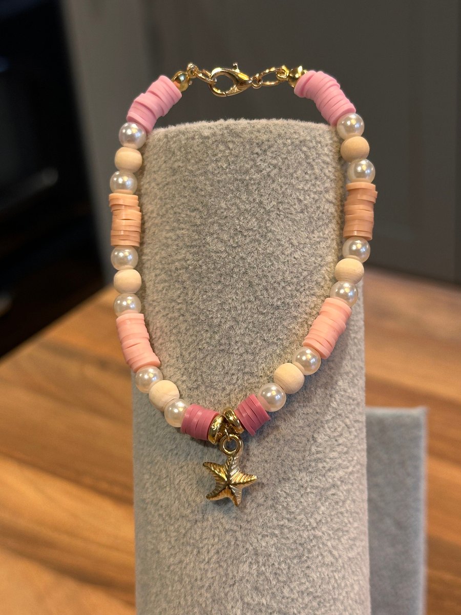 Unique Handmade bracelet with charms - beachy starfish