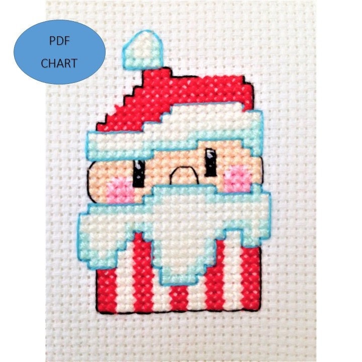 Father Christmas Cross Stitch Cupcake Digital Download PDF Pattern