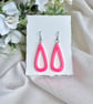 Neon Pink Acrylic Teardrop Earrings - Open Hoop Drop Dangles - Image 6