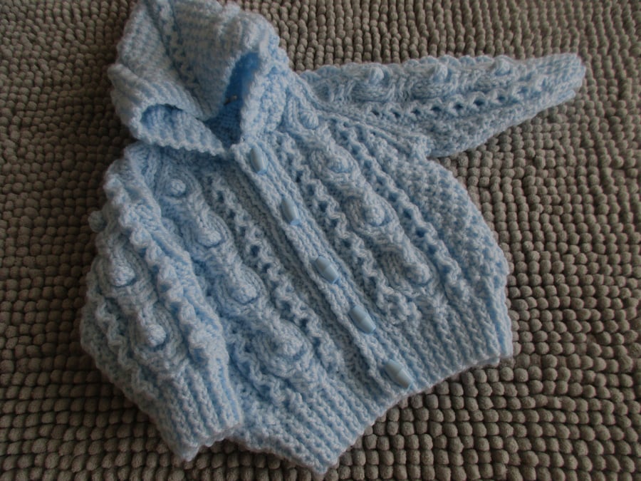 16" Baby Boys Aran Jacket with Hood