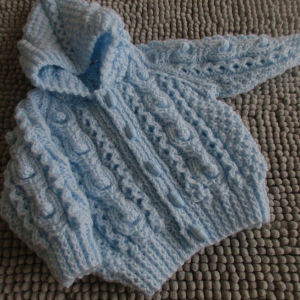 16" Baby Boys Aran Jacket with Hood