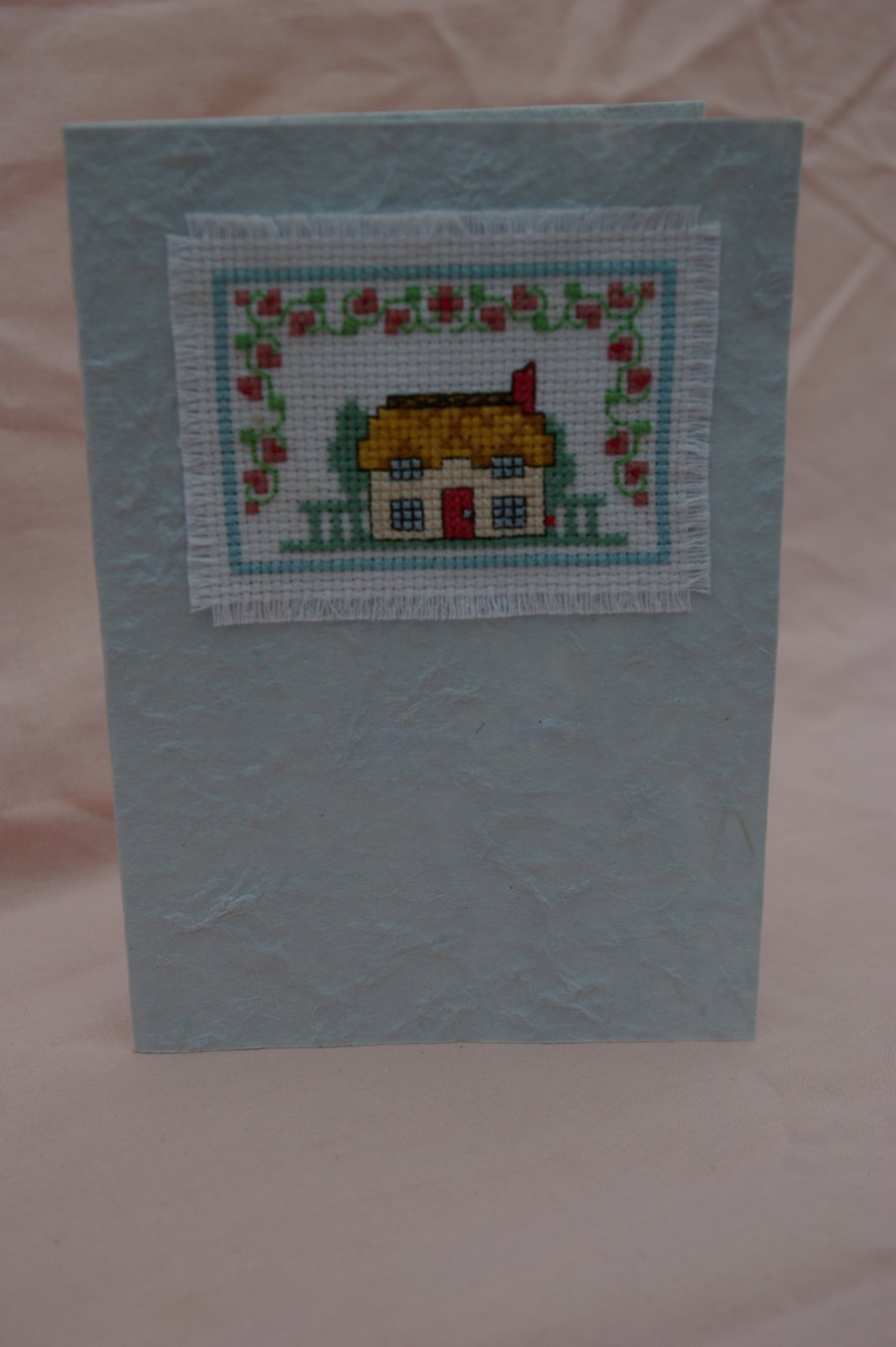 Large Card Cross Stitch Thatched Cottage Reserved for Kelly