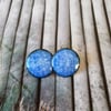 15mm speckled blue stud earrings in enamelled copper 220