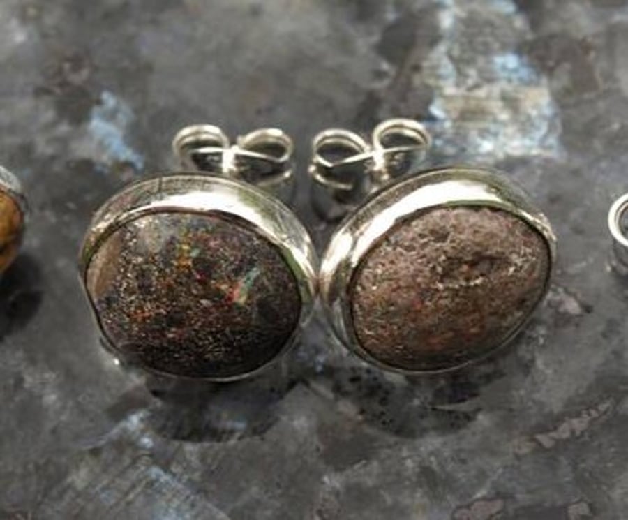 Rock Opal Stud Earrings 10mm