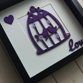 Purple Birdcage in Square Black Deep Frame