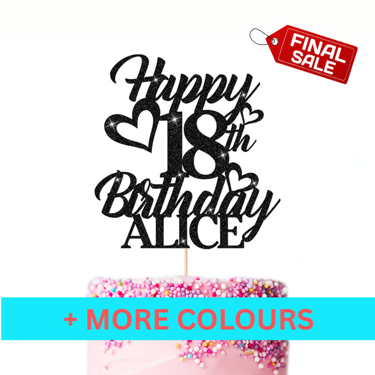 Happy 18th Cake Topper, 18th Cake Topper, Custom Cake Topper, 18th Cake Decor