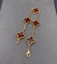 Gold-Plated Burgundy Clover Bracelet – Elegant Four-Leaf Clover Charm Bracelet