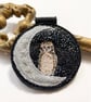 Up-cycled crescent moon and barn owl key ring or bag charm. - Image 2