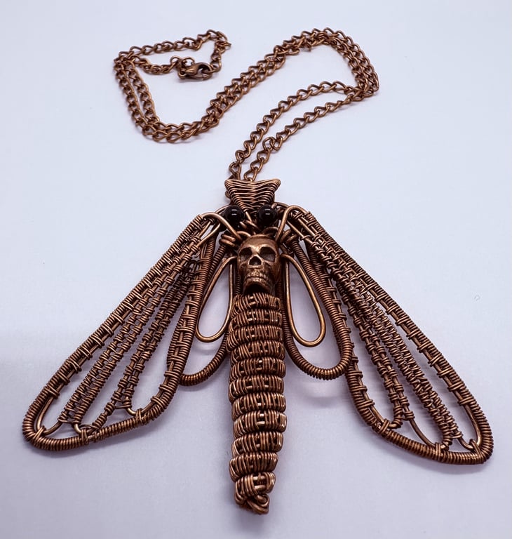 Antique copper wire wrapped Death's Head Hawksmoth