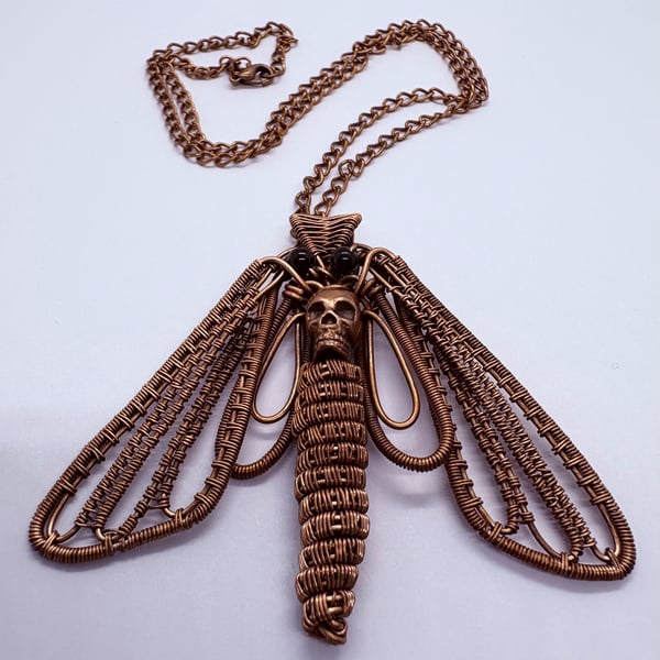 Antique copper wire wrapped Death's Head Hawksmoth
