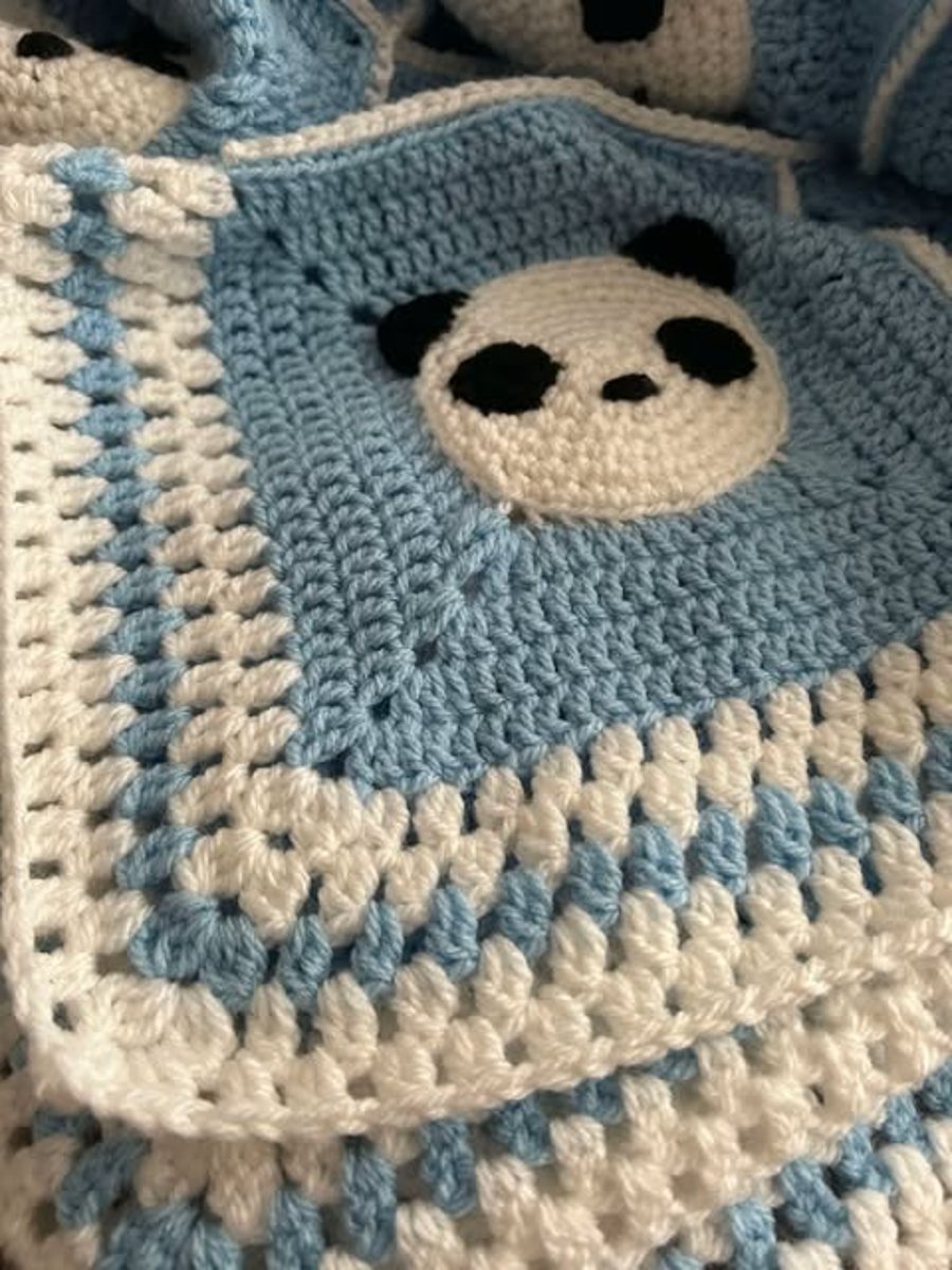 Baby Blanket Panda handmade crocheted  
