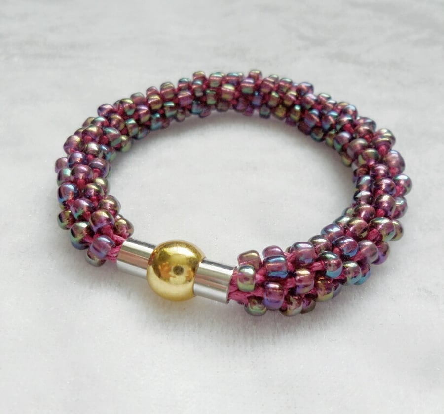 Amethyst Kumihimo Bracelet with Magnetic Clasp