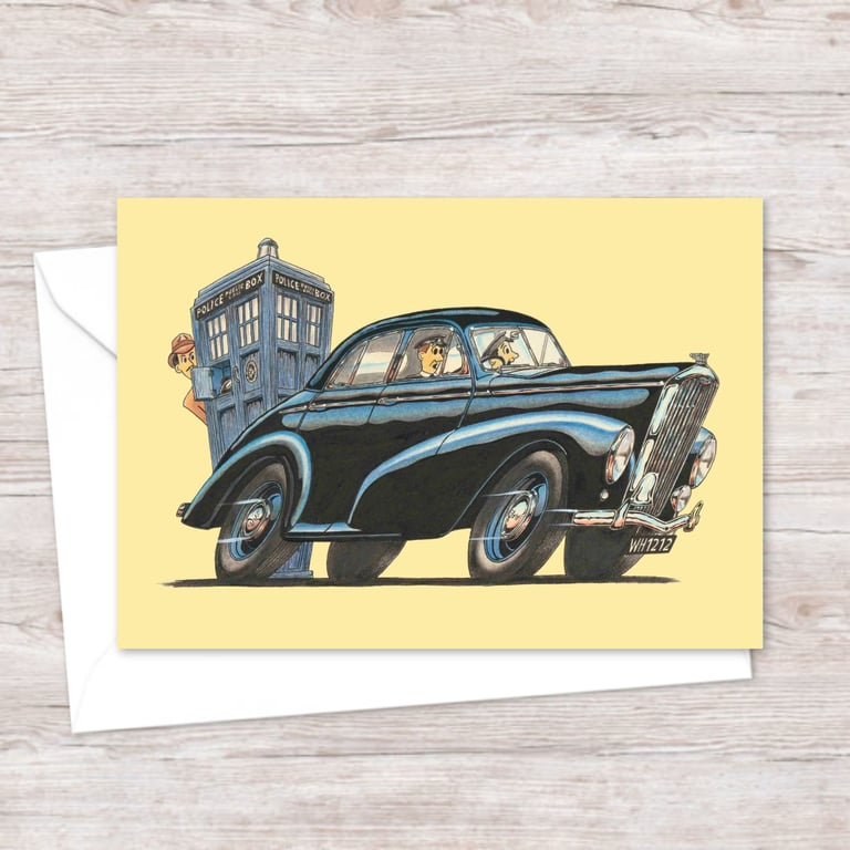 Police Car Greeting Card: Hand Drawn Cartoon Illustration - Blank Inside (314)