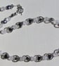 Frosted Clear Quartz & Black Hematite Gemstone Beaded Silver Heart Necklace - Image 5