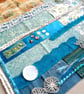 Seaside Blue - Slow Stitching kit with vintage and reclaimed textiles