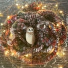 Felted Owl - Felted Barn Owl - Christmas Decoration - Christmas Tree Decoration 