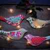 Christmas recycled fabric bird fridge magnets in assorted colours