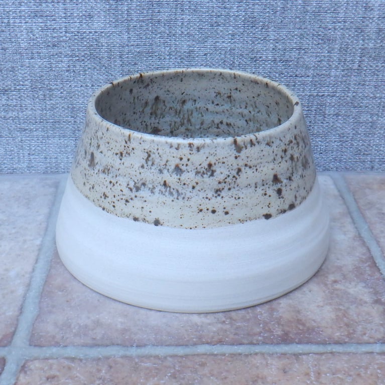 Handmade small cavalier spaniel dog long eared water food bowl stoneware ceramic