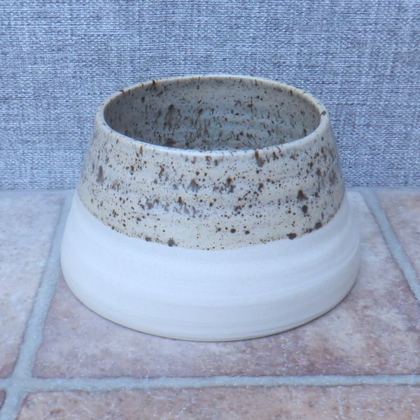 Handmade small cavalier spaniel dog long eared water food bowl stoneware ceramic