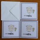Pack of 3 Mini Easter Cards - Sheep - Grey Polka Dots