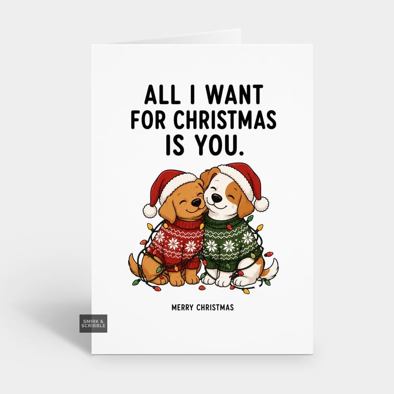 Funny Christmas Card - Cute Dog Friends