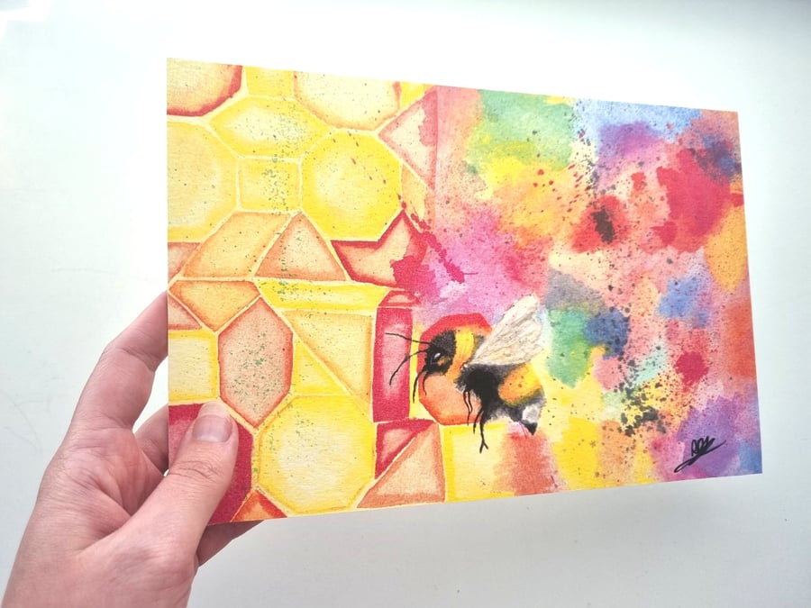 Limited Edition Rainbow Bumble Bee Art Print