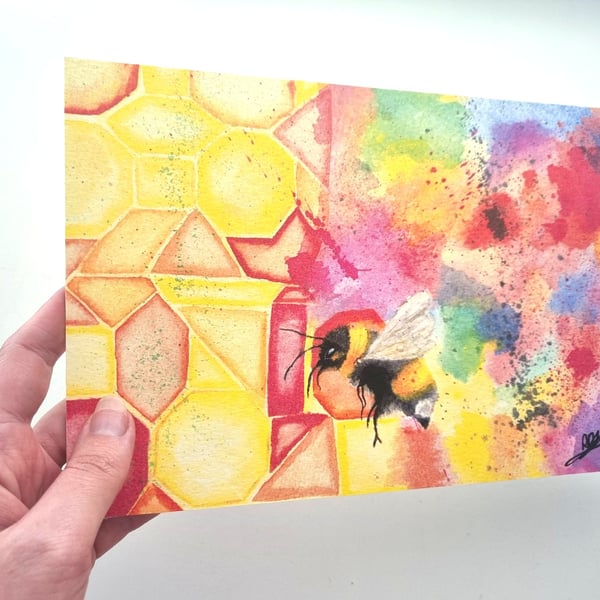 Limited Edition Rainbow Bumble Bee Art Print