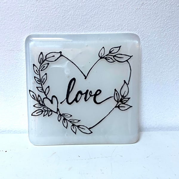 Fused Glass Love decretive Coaster