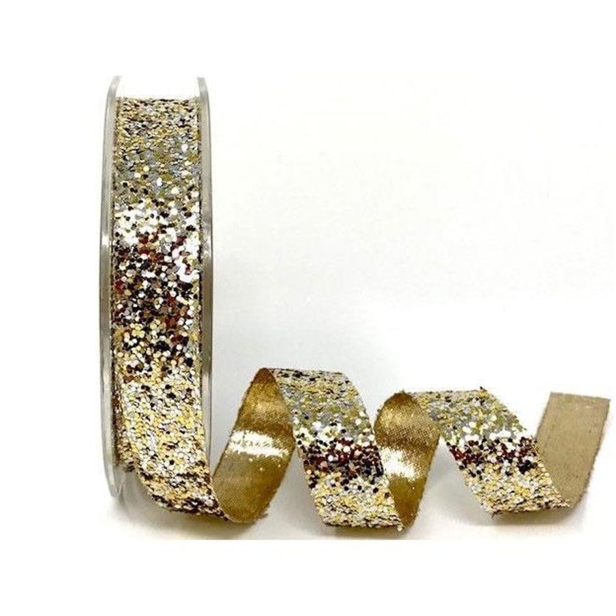 Gold Crystal glitter ribbon x 2 metres 