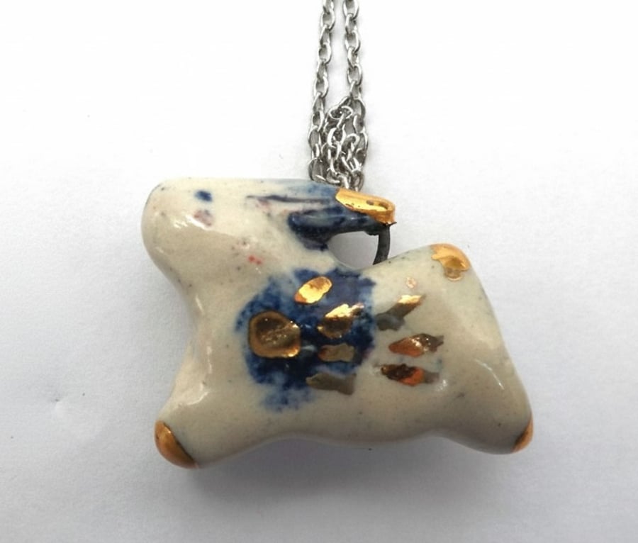 Ceramic Bunny Charm Necklace      (SKU LB14.3)