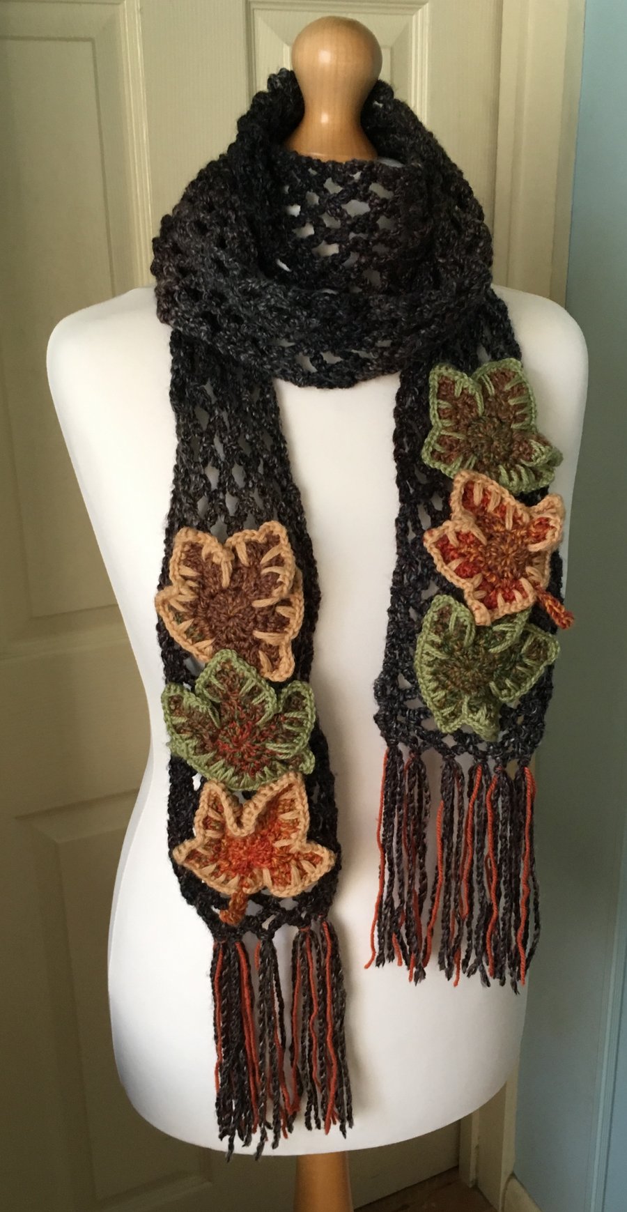 crochet autumn scarf accessory gift woman's gift