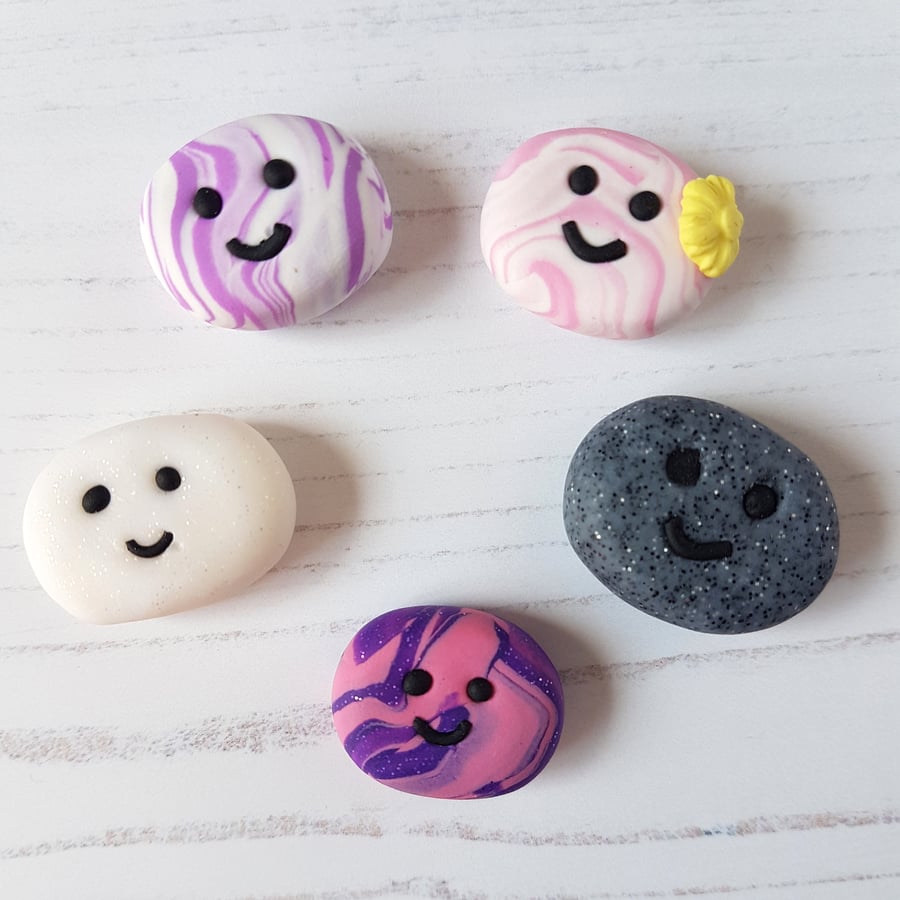 Pocket Worry Stone and card, friends, clay