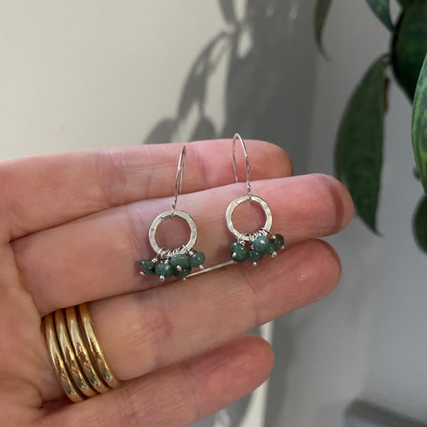 Emerald Gemstone Ruffle Dangle Earrings