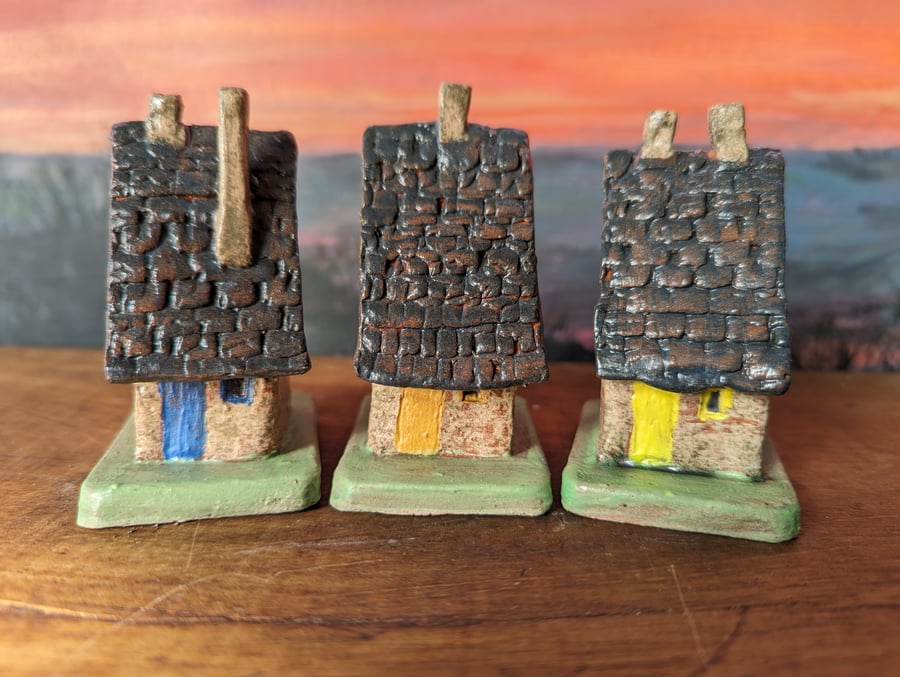 Set of 3 Tiny Cottage style ornaments