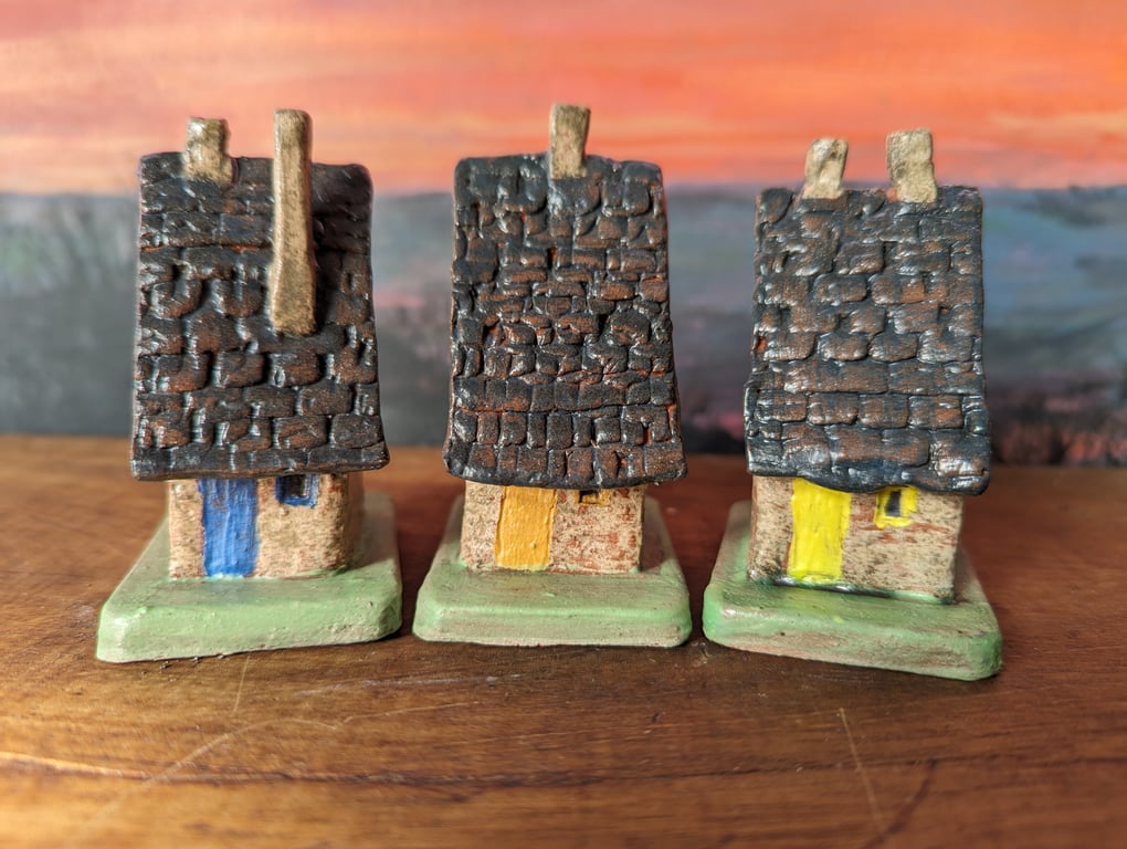 Set of 3 Tiny Cottage style ornaments