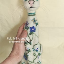 Bohemian Cat large needle felted Sculpture by neyeli