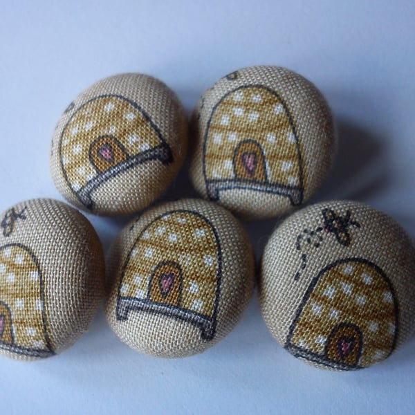Beehive Primitive fabric covered buttons boats 