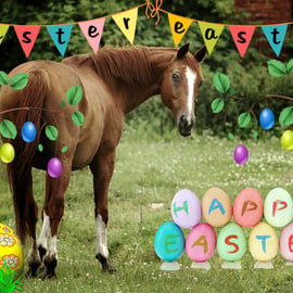 Happy Easter Horse Card A5